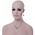 Bridal/ Prom/ Wedding Blue/ Clear Crystal Leaf V-shape Necklace, Bracelet and Drop Earrings Set In Silver Tone - Necklace 34cm L/ 12cm Ext, Bracelet 1 - view 3