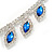 Bridal/ Prom/ Wedding Blue/ Clear Crystal Leaf V-shape Necklace, Bracelet and Drop Earrings Set In Silver Tone - Necklace 34cm L/ 12cm Ext, Bracelet 1 - view 7