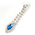 Bridal/ Prom/ Wedding Blue/ Clear Crystal Leaf V-shape Necklace, Bracelet and Drop Earrings Set In Silver Tone - Necklace 34cm L/ 12cm Ext, Bracelet 1 - view 15