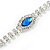 Bridal/ Prom/ Wedding Blue/ Clear Crystal Leaf V-shape Necklace, Bracelet and Drop Earrings Set In Silver Tone - Necklace 34cm L/ 12cm Ext, Bracelet 1 - view 17
