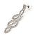Bridal Clear Crystal V-Shape Necklace & Drop Earring Set In Silver Tone Metal - 34cm L/ 11cm Ext - view 6