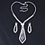 Statement Bridal Clear Crystal Open Tie Necklace & Earrings Set In Silver Tone Metal - 31cm L/ 12cm Ext - view 11