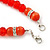 Bright Red Glass Bead Necklace & Drop Earrings Set With Diamante Rings - 44cm Length - view 4