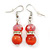 Bright Red Glass Bead Necklace & Drop Earrings Set With Diamante Rings - 44cm Length - view 6