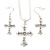 Clear Austrian Crystal Cross Pendant with Silver Tone Snake Chain and Drop Earrings Set - 42cm L/ 5cm Ext - Gift Boxed