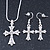 Clear Austrian Crystal Cross Pendant with Silver Tone Snake Chain and Drop Earrings Set - 42cm L/ 5cm Ext - Gift Boxed - view 11