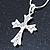 Clear Austrian Crystal Cross Pendant with Silver Tone Snake Chain and Drop Earrings Set - 42cm L/ 5cm Ext - Gift Boxed - view 4