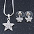 Clear Austrian Crystal Star Pendant With Silver Tone Chain and Stud Earrings Set - 40cm L/ 5cm Ext - Gift Boxed - view 9