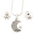 Clear Austrian Crystal Moon Pendant With Silver Tone Chain and Stud Earrings Set - 40cm L/ 5cm Ext - Gift Boxed - view 2