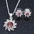 Clear/ Purple Austrian Crystal Flower Pendant With Silver Tone Chain and Stud Earrings Set - 40cm L/ 5cm Ext - Gift Boxed - view 9