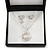 Clear Austrian Crystal Simulated Pearl Bow Pendant with Silver Tone Chain and Stud Earrings Set - 40cm L/ 6cm Ext - Gift Boxed - view 3