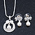 Clear Austrian Crystal Simulated Pearl Bow Pendant with Silver Tone Chain and Stud Earrings Set - 40cm L/ 6cm Ext - Gift Boxed - view 10