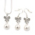Clear Austrian Crystal Glass Pearl Bow Pendant with Silver Tone Chain and Drop Earrings Set - 40cm L/ 5cm Ext - Gift Boxed - view 10
