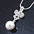 Clear Austrian Crystal Glass Pearl Bow Pendant with Silver Tone Chain and Drop Earrings Set - 40cm L/ 5cm Ext - Gift Boxed - view 11