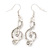 Diamante 'Treble Clef' Pendant With Long Silver Tone Chain & Drop Earrings Set - 72cm Length/ 4cm Extension - view 5