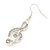 Diamante 'Treble Clef' Pendant With Long Silver Tone Chain & Drop Earrings Set - 72cm Length/ 4cm Extension - view 7