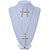 Large Faux Pearl Cross Pendant With 74cm L/ 6cm Ext Gold Tone Chain & Drop Earrings - - view 7