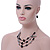 3 Strand Black Glass Bead Wire Necklace & Drop Earrings Set In Silver Tone - 44cm Length/ 5cm Extension - view 2