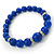 Blue Ceramic Bead Necklace, Flex Bracelet & Drop Earrings With Crystal Ring Set In Silver Tone - 44cm Length/ 6cm Extension - view 7