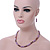 Pink/ Lilac Glass Bead With Crystal Rings Necklace, Flex Bracelet & Drop Earrings Set In Silver Tone - 44cm L/ 5cm Ext - view 3