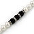 Classic 9mm Glass Pearl, Black Crystal Bead Necklace, Flex Bracelet & Drop Earrings Set - 42cm Length/ 4cm Extension - view 8