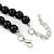 Black Ceramic Bead Necklace, Flex Bracelet & Drop Earrings With Crystal Ring Set In Silver Tone - 44cm Length/ 6cm Extension - view 7