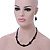 Black Ceramic, Glass Bead Necklace, Flex Bracelet & Drop Earrings Set In Silver Tone - 42cm L/ 4cm Ext - view 3