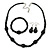 Black Ceramic, Glass Bead Necklace, Flex Bracelet & Drop Earrings Set In Silver Tone - 42cm L/ 4cm Ext - view 2
