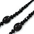 Black Ceramic, Glass Bead Necklace, Flex Bracelet & Drop Earrings Set In Silver Tone - 42cm L/ 4cm Ext - view 9