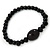 Black Ceramic, Glass Bead Necklace, Flex Bracelet & Drop Earrings Set In Silver Tone - 42cm L/ 4cm Ext - view 7