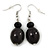 Black Ceramic, Glass Bead Necklace, Flex Bracelet & Drop Earrings Set In Silver Tone - 42cm L/ 4cm Ext - view 13