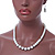 White Ceramic Bead Necklace, Flex Bracelet & Drop Earrings With Crystal Ring Set In Silver Tone - 44cm Length/ 6cm Extension - view 9
