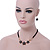 Black, Crystal Floral Necklace On Suede Cords & Drop Earrings Set In Gold Tone - 42cm Length/ 7cm Extender - view 3