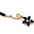 Black, Crystal Floral Necklace On Suede Cords & Drop Earrings Set In Gold Tone - 42cm Length/ 7cm Extender - view 10