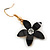 Black, Crystal Floral Necklace On Suede Cords & Drop Earrings Set In Gold Tone - 42cm Length/ 7cm Extender - view 11