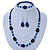 Royal Blue/ Light Blue Ceramic, Glass Bead Necklace, Flex Bracelet & Drop Earrings Set In Silver Tone - 42cm L/ 4cm Ext
