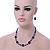 Royal Blue/ Light Blue Ceramic, Glass Bead Necklace, Flex Bracelet & Drop Earrings Set In Silver Tone - 42cm L/ 4cm Ext - view 3