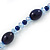 Royal Blue/ Light Blue Ceramic, Glass Bead Necklace, Flex Bracelet & Drop Earrings Set In Silver Tone - 42cm L/ 4cm Ext - view 8