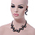 Gun Metal Mesh Crystal Twirl Necklace And Stud Earrings Set - 40cm L/ 11cm Ext - view 3