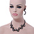 Gun Metal Mesh Crystal Twirl Necklace And Stud Earrings Set - 40cm L/ 11cm Ext - view 10