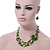 Green/ Olive/ Mint Shell, Glass Bead Floral Necklace & Drop Earrings In Gold Plating - 40cm L/ 7cm Ext - view 3