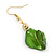 Green/ Olive/ Mint Shell, Glass Bead Floral Necklace & Drop Earrings In Gold Plating - 40cm L/ 7cm Ext - view 12