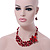 Burgundy Red Shell, Glass Bead Floral Necklace & Drop Earrings In Gold Plating - 40cm L/ 7cm Ext - view 3