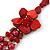 Burgundy Red Shell, Glass Bead Floral Necklace & Drop Earrings In Gold Plating - 40cm L/ 7cm Ext - view 5