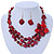Burgundy Red Shell, Glass Bead Floral Necklace & Drop Earrings In Gold Plating - 40cm L/ 7cm Ext - view 9