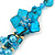 Teal Blue Coloured Shell, Glass Bead Floral Necklace & Drop Earrings In Gold Plating - 40cm L/ 7cm Ext - view 4