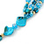 Teal Blue Coloured Shell, Glass Bead Floral Necklace & Drop Earrings In Gold Plating - 40cm L/ 7cm Ext - view 8