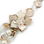 Antique White/ Transparent Shell, Glass Bead Floral Necklace & Drop Earrings In Gold Plating - 40cm L/ 7cm Ext - view 4