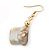 Antique White/ Transparent Shell, Glass Bead Floral Necklace & Drop Earrings In Gold Plating - 40cm L/ 7cm Ext - view 12