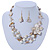 Antique White/ Transparent Shell, Glass Bead Floral Necklace & Drop Earrings In Gold Plating - 40cm L/ 7cm Ext - view 13